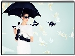 Kobieta, Parasol, Okulary, Moda