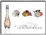 J Lo, kwiaty, kamienie, owoce, flakon, perfumy